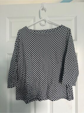 croft & barrow Black and White Geometric Tunic Top